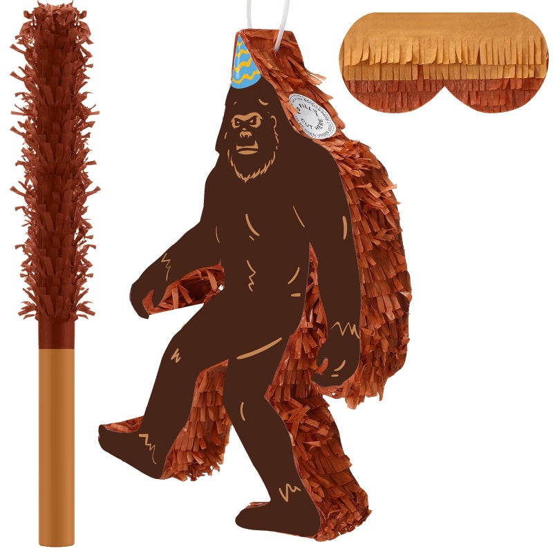 Seenelling Sasquatch PiÃ±ata 3D Gorilla Birthday Decoration with a Blindfold and Bat for Gift Holiday PiÃ±ata Party Baby Shower Supplies - Image 1