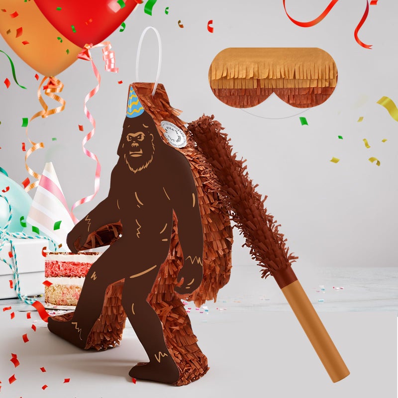 Seenelling Sasquatch PiÃ±ata 3D Gorilla Birthday Decoration with a Blindfold and Bat for Gift Holiday PiÃ±ata Party Baby Shower Supplies - Image 4