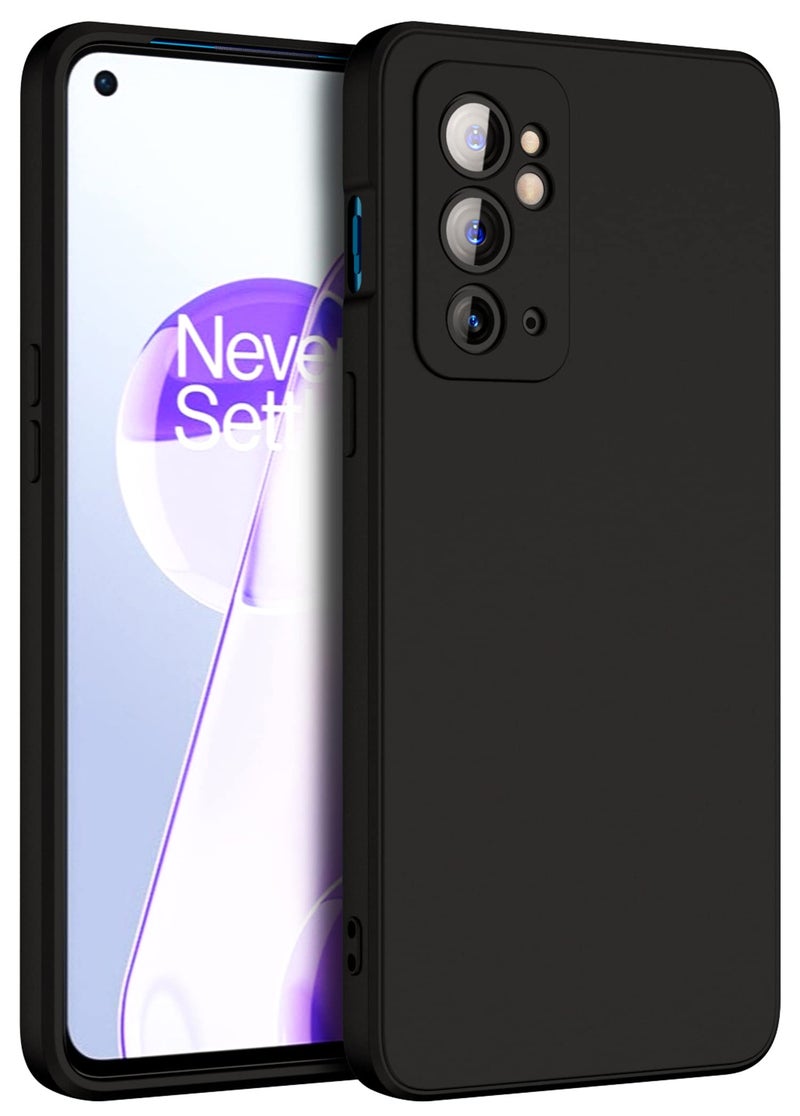Kapa Matte Lens Protective Back Cover for OnePlus 9RT, Slim Silicone with Soft Lining Shockproof Flexible Full Body Bumper Case (Black) - Image 1