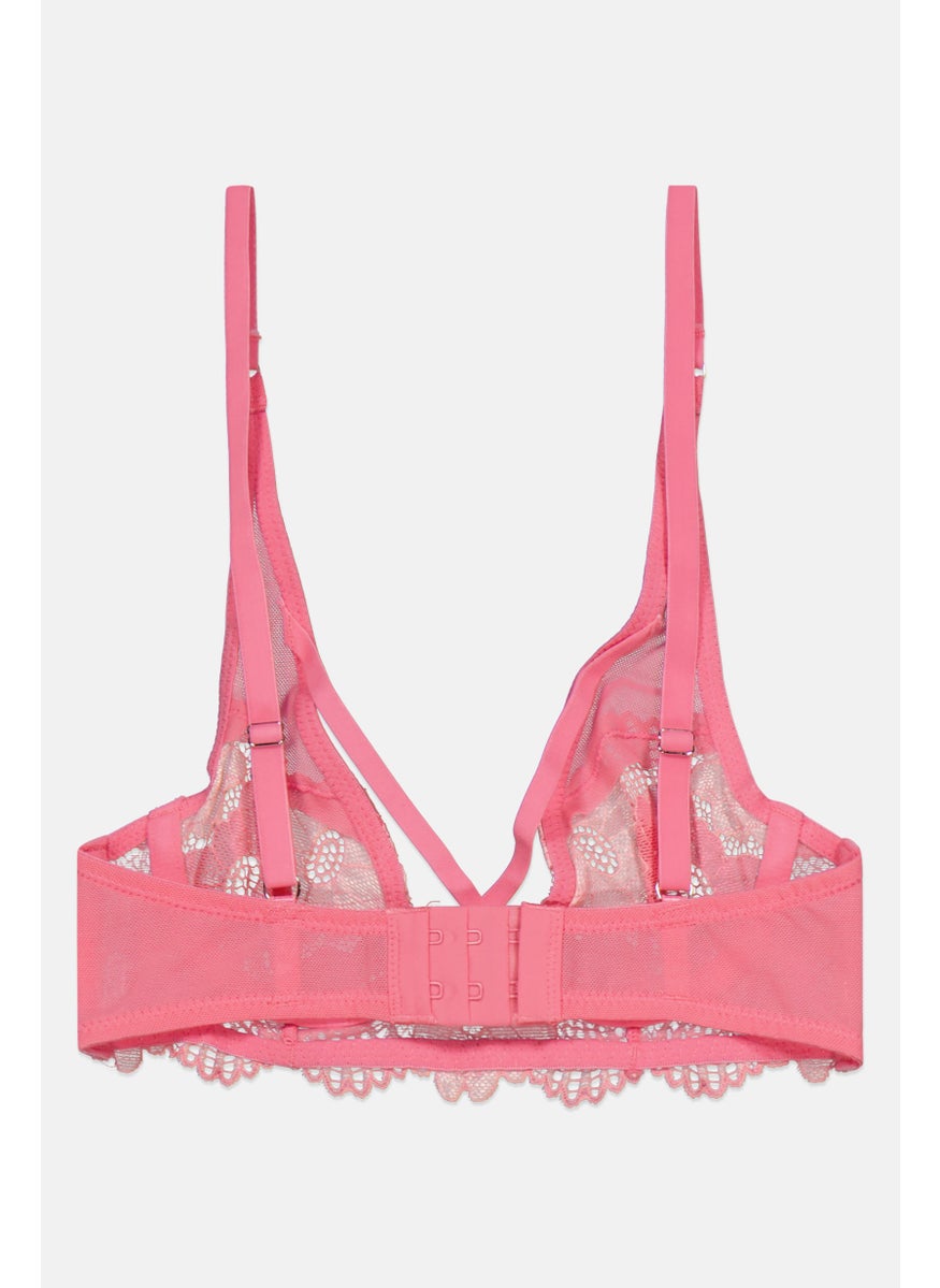 LOST INK Women Eyelet Non- Padded Wired  Bra, Pink  - Image 2