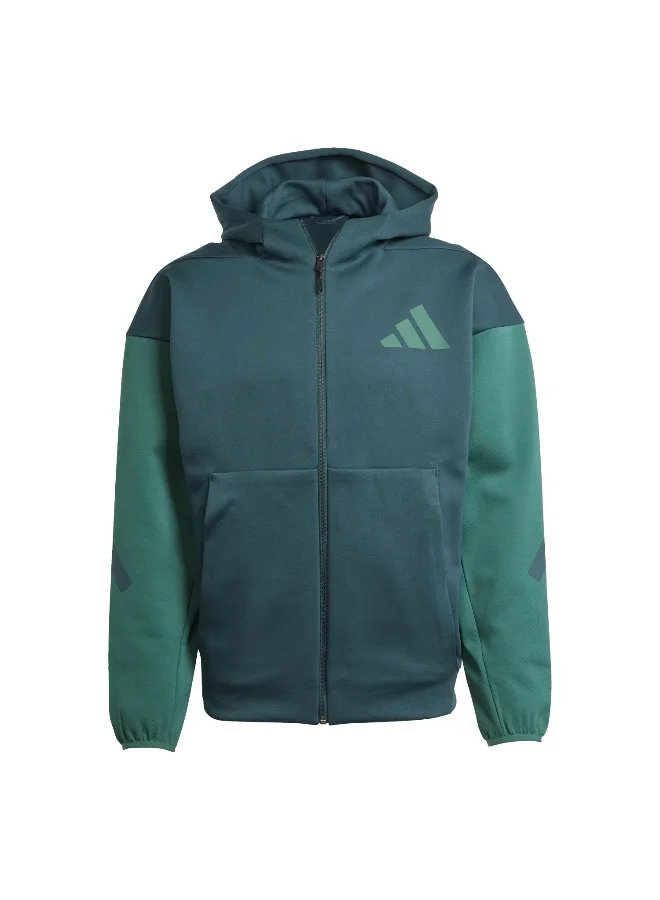 Adidas Adidas M Z.N.E. Fz Cb Green Hooded Track Top Track Tops For Men