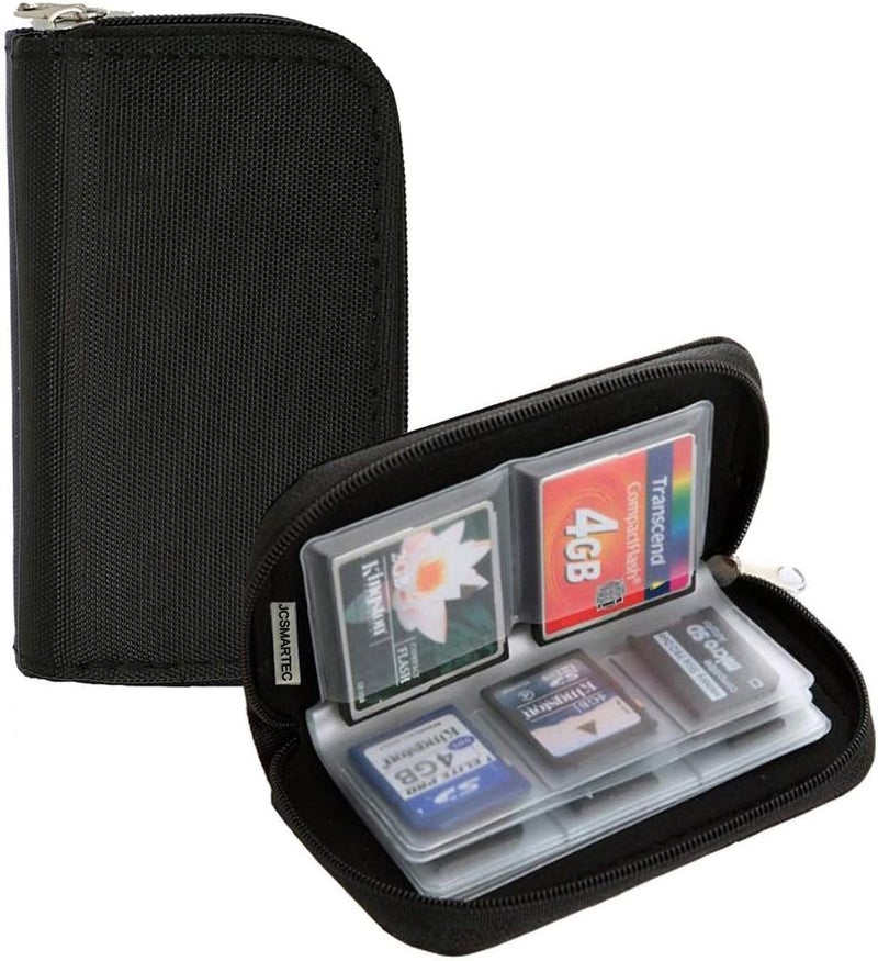 JCSMARTEC Memory Card Carrying Case - Suitable for Micro SD, Mini SD and 4X CF, Card Holder Bag Wallet for Media Storage Organization (Black) - Image 1