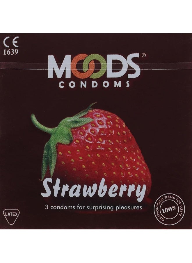 MOODS Strawberry 3 Condoms - Image 1