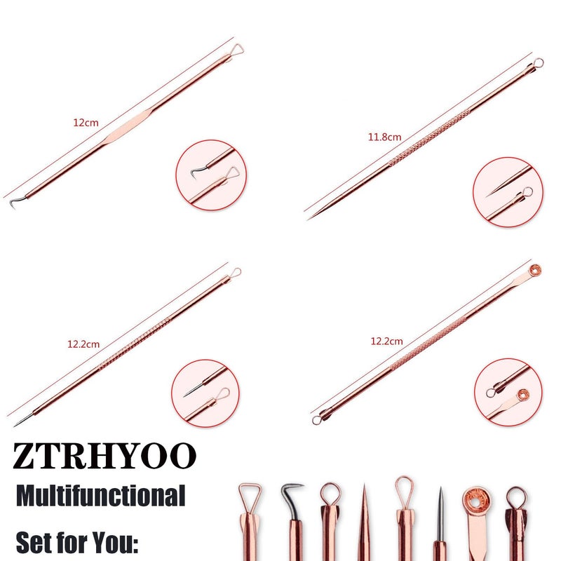 ZTRHYOO Blackhead Remover Pimple Comedone Extractor Tool Best Acne Removal Kit - Treatment for Blemish, Whitehead Popping, Zit Removing for Risk Free Nose Face Skin with Case(Rose, 4 Piece Set) - Image 4