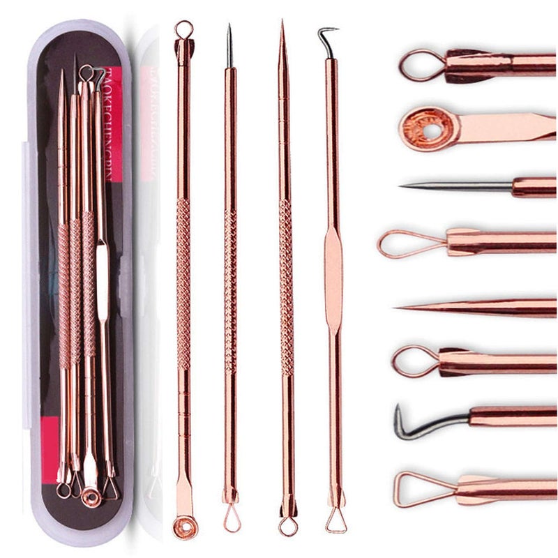 ZTRHYOO Blackhead Remover Pimple Comedone Extractor Tool Best Acne Removal Kit - Treatment for Blemish, Whitehead Popping, Zit Removing for Risk Free Nose Face Skin with Case(Rose, 4 Piece Set) - Image 1