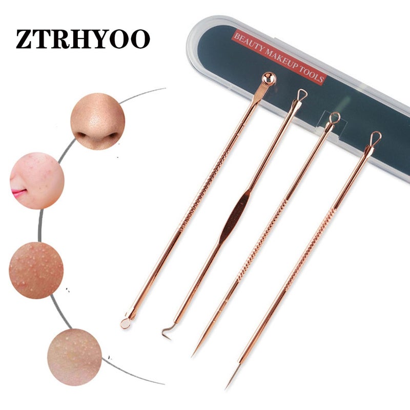ZTRHYOO Blackhead Remover Pimple Comedone Extractor Tool Best Acne Removal Kit - Treatment for Blemish, Whitehead Popping, Zit Removing for Risk Free Nose Face Skin with Case(Rose, 4 Piece Set) - Image 3