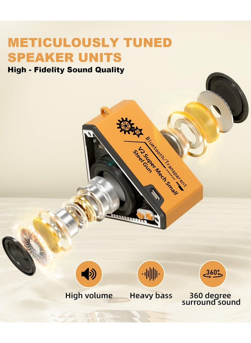 Mini Portable Bluetooth Speaker with LED Light and Carrying Lanyard - 360° Surround Sound, TWS Pairing, Clear Fashion Design - Perfect for Travel, Outdoor Activities, Home, Women, Girls, Boys Orange - Image 3