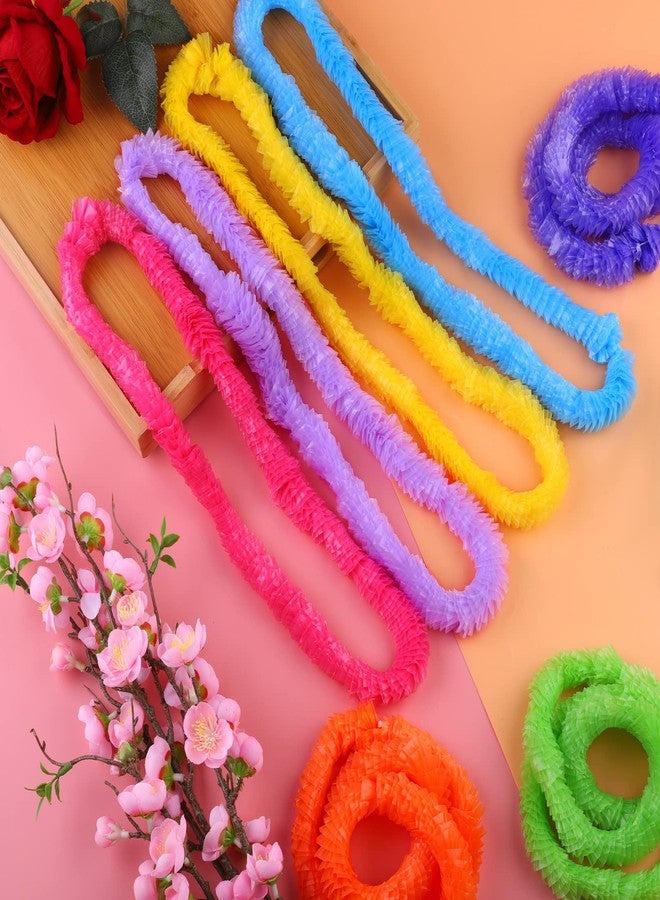 Elcoho 144 Pieces Plastic Leis Bulk in Bright Colors Lei Necklaces Assortment Tropical Decorations for Hawaiian Themed Party Favors with 12 Colors - Image 5