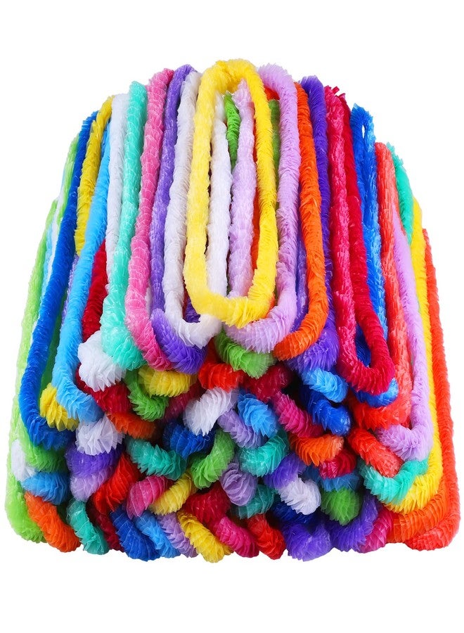 Elcoho 144 Pieces Plastic Leis Bulk in Bright Colors Lei Necklaces Assortment Tropical Decorations for Hawaiian Themed Party Favors with 12 Colors - Image 1