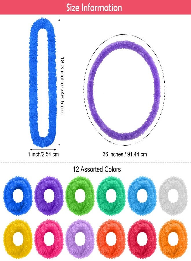 Elcoho 144 Pieces Plastic Leis Bulk in Bright Colors Lei Necklaces Assortment Tropical Decorations for Hawaiian Themed Party Favors with 12 Colors - Image 2