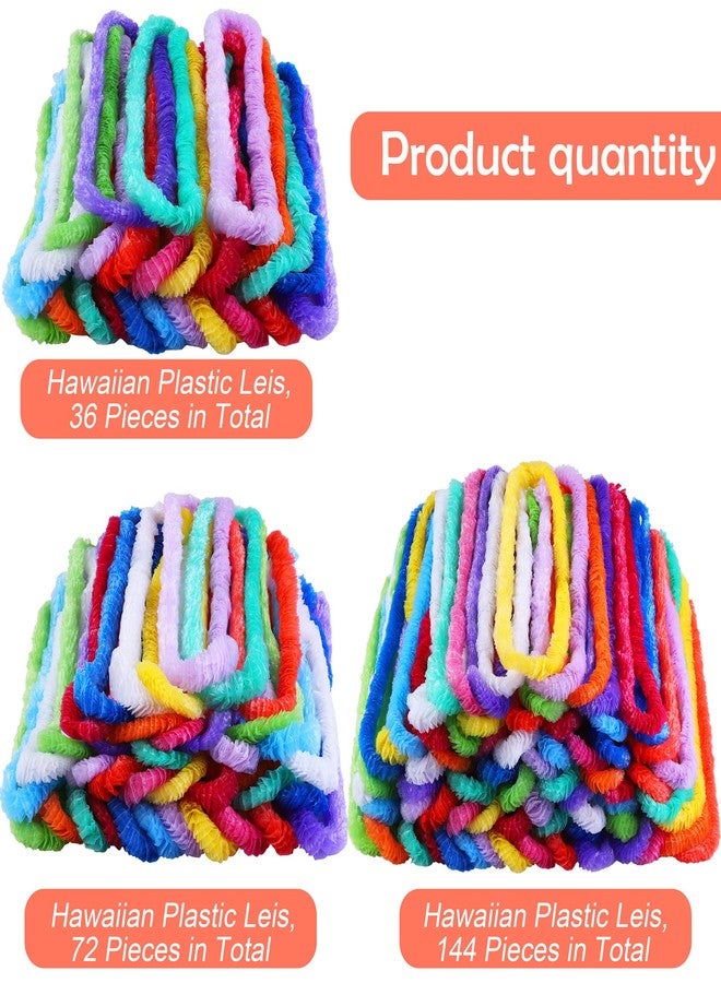 Elcoho 144 Pieces Plastic Leis Bulk in Bright Colors Lei Necklaces Assortment Tropical Decorations for Hawaiian Themed Party Favors with 12 Colors - Image 3