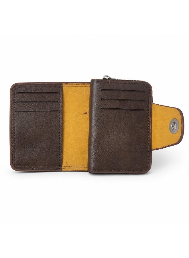 HORSE Men's Wallet and Card Holder, Specialized Faux Leather, Separate Cards (Zipper + Snap) - Practical Design and Large Capacity ( brown) - Image 2