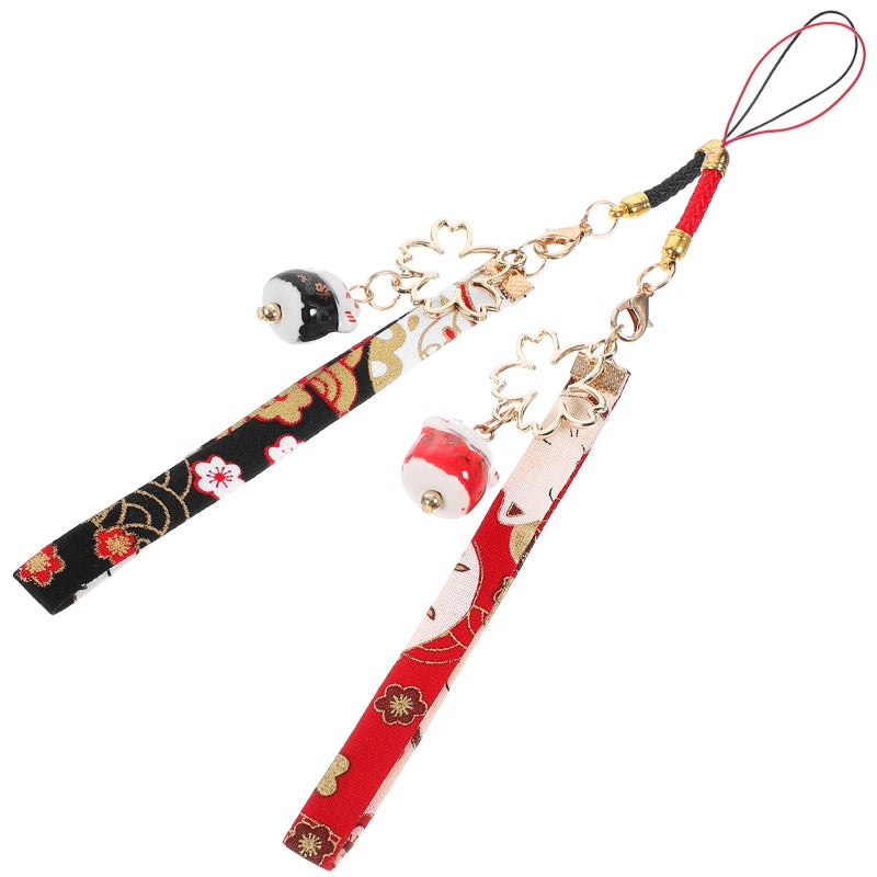 4 Pcs Adorable Cat Bell Cellphone Pendants Bag Hanging Decors - Image 1