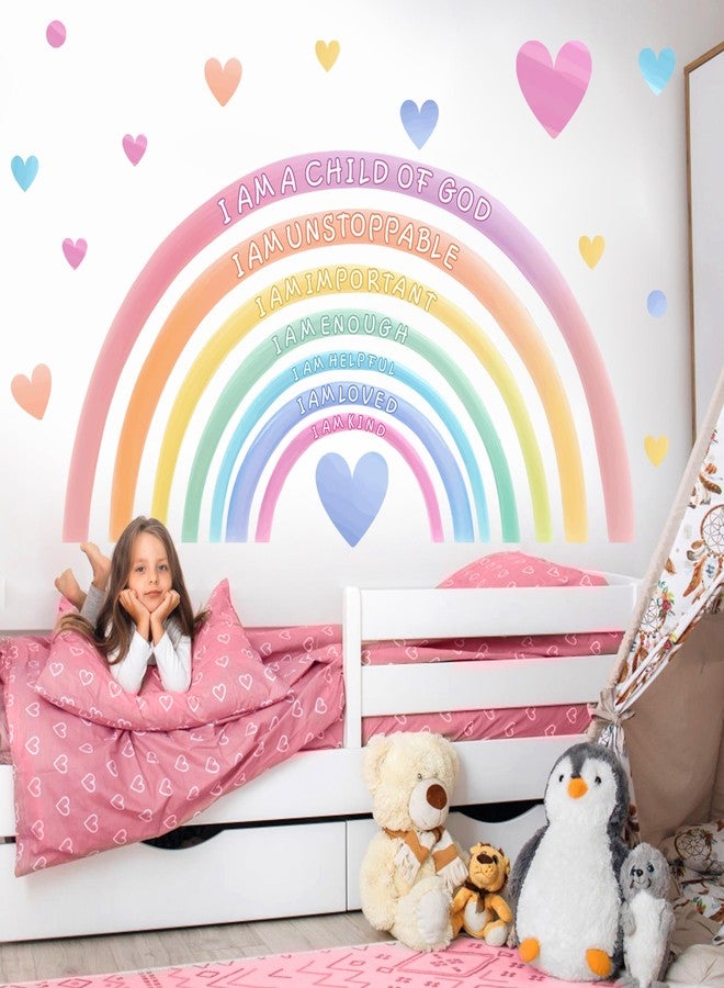 HATARU Large Rainbow Wall Decals Peel and Stick Pastel Kids Nursery Wall Decor Stickers Boho Inspirational Wall Decals for Girls Bedroom Rainbow Art Murals for Baby Room Playroom Toddler Home Decoration - Image 5