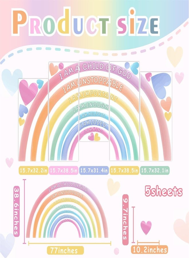 HATARU Large Rainbow Wall Decals Peel and Stick Pastel Kids Nursery Wall Decor Stickers Boho Inspirational Wall Decals for Girls Bedroom Rainbow Art Murals for Baby Room Playroom Toddler Home Decoration - Image 4