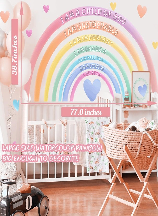 HATARU Large Rainbow Wall Decals Peel and Stick Pastel Kids Nursery Wall Decor Stickers Boho Inspirational Wall Decals for Girls Bedroom Rainbow Art Murals for Baby Room Playroom Toddler Home Decoration - Image 3