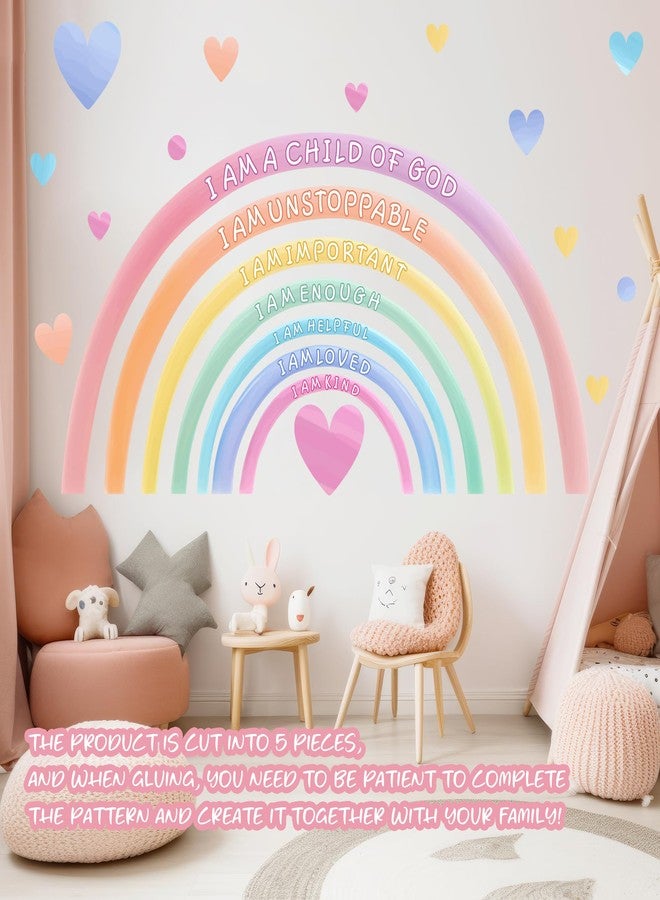 HATARU Large Rainbow Wall Decals Peel and Stick Pastel Kids Nursery Wall Decor Stickers Boho Inspirational Wall Decals for Girls Bedroom Rainbow Art Murals for Baby Room Playroom Toddler Home Decoration - Image 2