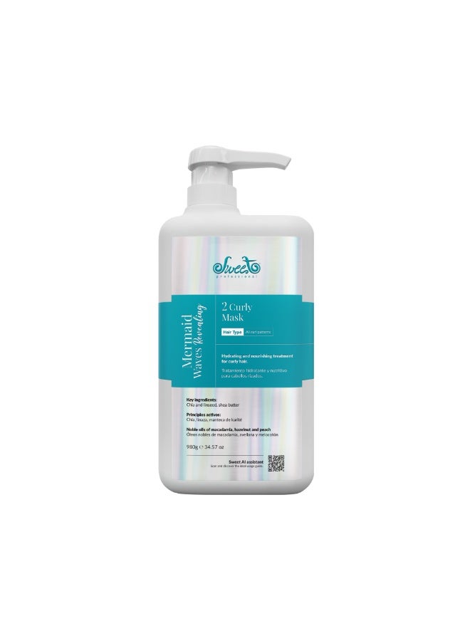 Sweet Professional Mermaid Waves Revealing Curly Hair Mask 980g – Deep Hydration & Curl Defining Treatment for Wavy and Curly Hair, Frizz Control & Softness