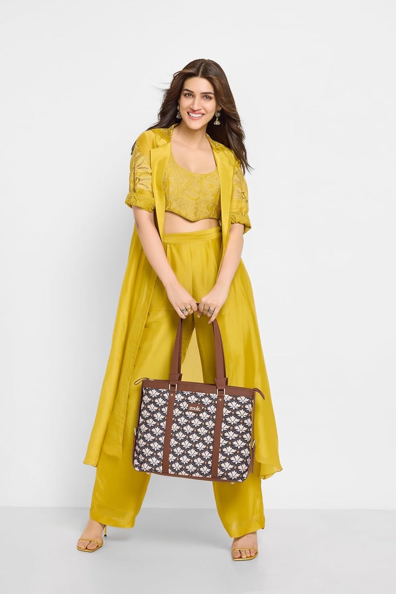 ZOUK حقيبة لابتوب أنيقة للمكتب | حقيبة توت للنساء تناسب حتى 15.6 بوصة | حقيبة للنساء | حقيبة يد من جلد نباتي | للاستخدام اليومي والسفر - Image 2