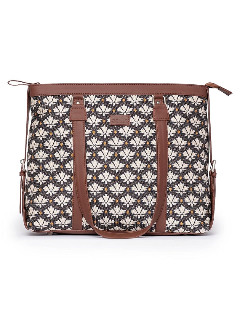 ZOUK حقيبة لابتوب أنيقة للمكتب | حقيبة توت للنساء تناسب حتى 15.6 بوصة | حقيبة للنساء | حقيبة يد من جلد نباتي | للاستخدام اليومي والسفر - Image 1