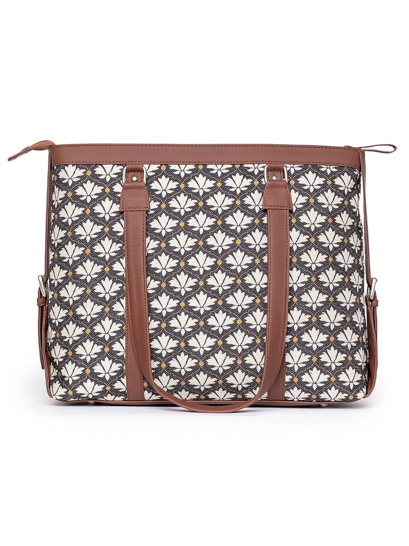 ZOUK حقيبة لابتوب أنيقة للمكتب | حقيبة توت للنساء تناسب حتى 15.6 بوصة | حقيبة للنساء | حقيبة يد من جلد نباتي | للاستخدام اليومي والسفر - Image 3