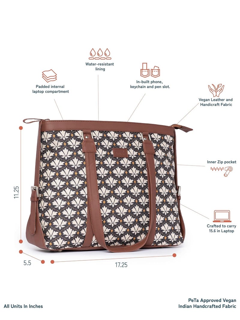 ZOUK حقيبة لابتوب أنيقة للمكتب | حقيبة توت للنساء تناسب حتى 15.6 بوصة | حقيبة للنساء | حقيبة يد من جلد نباتي | للاستخدام اليومي والسفر - Image 4