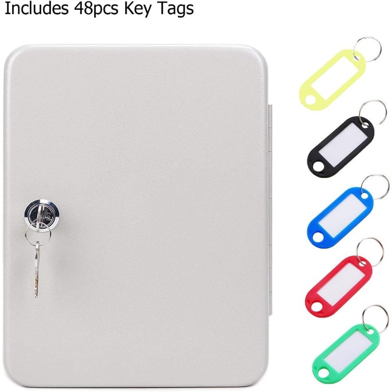 Metal Key Box 48-Key Steel Key Cabinet Wall Mount Storage Organizer for Home Office Includes 48 Color-Coded Key Tags Durable Powder-Coated Finish 30 x 20 x 8 cm - Image 4