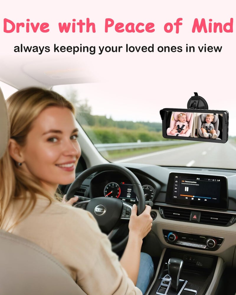Rohent Dual Baby Car Camera for 2-Kids: 6.9'' HD Split Screen with Auto Brightness 1080P Backseat Camera for Twins Infrared Night Vision - 360° Adjustable USB Easy Setup Ideal for SUVs Minivans - Image 4