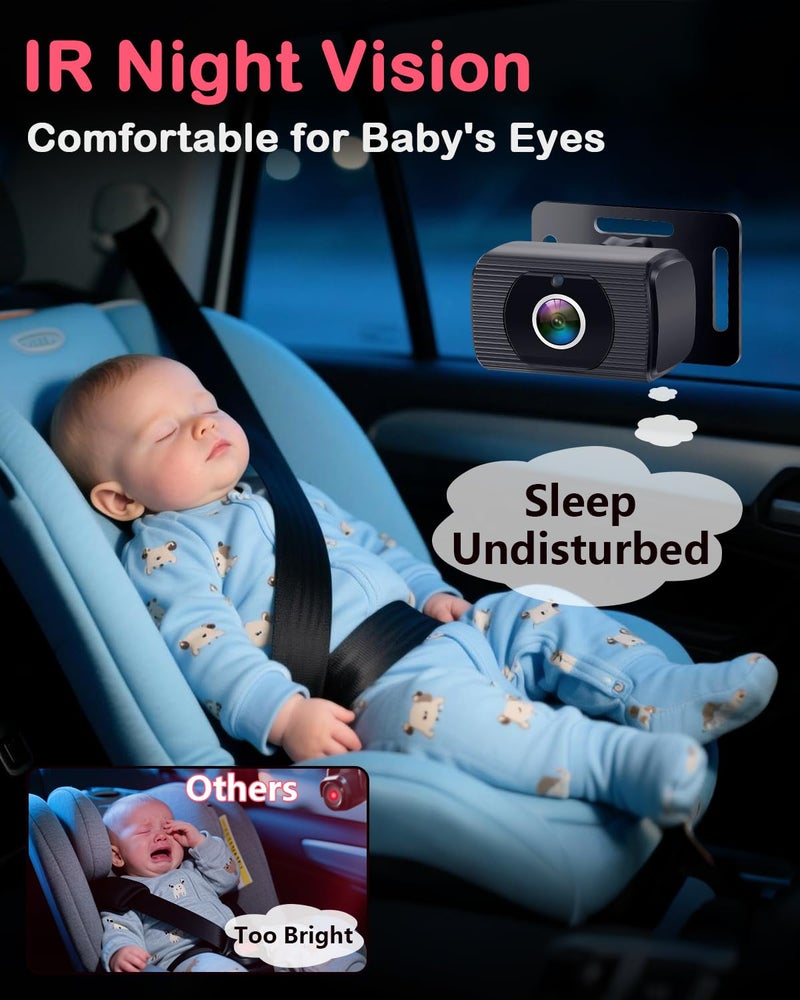 Rohent Dual Baby Car Camera for 2-Kids: 6.9'' HD Split Screen with Auto Brightness 1080P Backseat Camera for Twins Infrared Night Vision - 360° Adjustable USB Easy Setup Ideal for SUVs Minivans - Image 5
