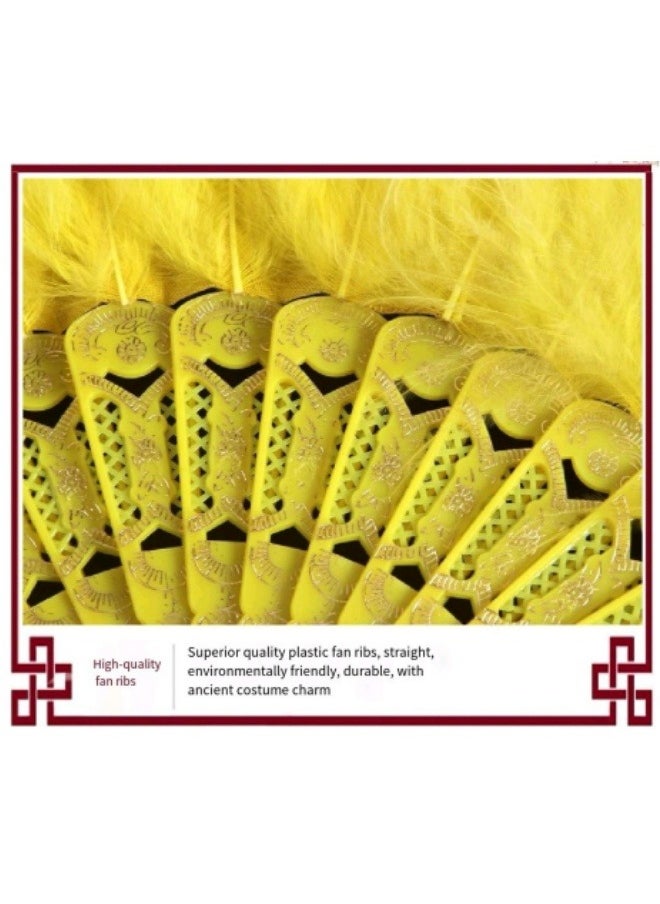 null - Chinese Style Folding Fan Performance Dance Craft Fan Feather Fan Gold - Image 1