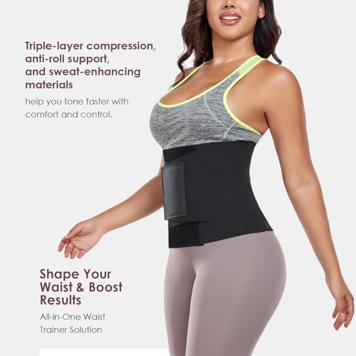 QEESMEI Waist Cincher Waist Trainer for Women Trimmer Ab Belt Tummy Control Body Shaper (Black,X-Large) - Image 3