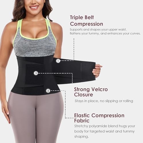 QEESMEI Waist Cincher Waist Trainer for Women Trimmer Ab Belt Tummy Control Body Shaper (Black,X-Large) - Image 2