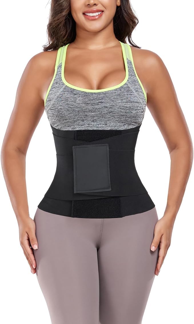 QEESMEI Waist Cincher Waist Trainer for Women Trimmer Ab Belt Tummy Control Body Shaper (Black,X-Large) - Image 1
