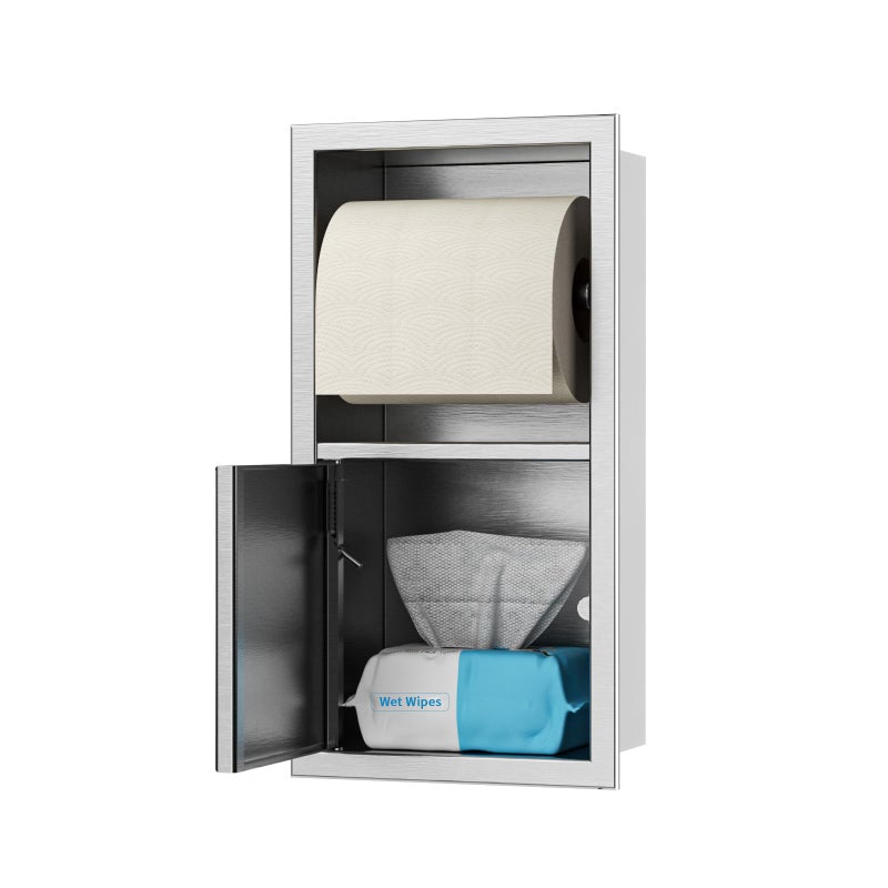 Bernkot Toilet Paper Holder  Hidden Tampon Storage Holder  In Wall Toilet Roll Holder  Recessed Toilet Niche For Bathroom (Matte Black) - Image 1
