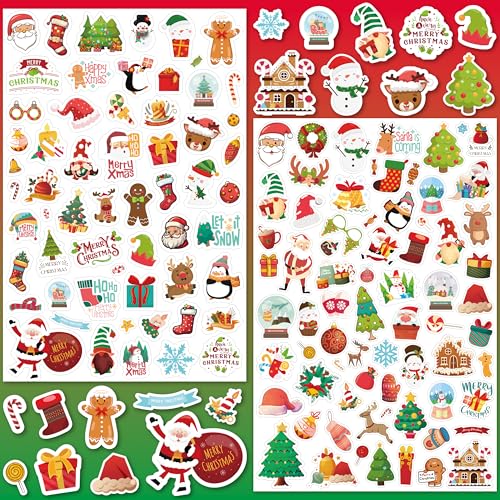 LINAYE 24 Sheets Christmas Stickers for Kids 1570 PCS Adhesive Christmas Stickers Bulk Cute Goodie Bags Basket Stuffers Party Favors for Kids - Image 1