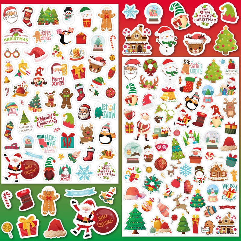 LINAYE 24 Sheets Christmas Stickers for Kids 1570 PCS Adhesive Christmas Stickers Bulk Cute Goodie Bags Basket Stuffers Party Favors for Kids - Image 2