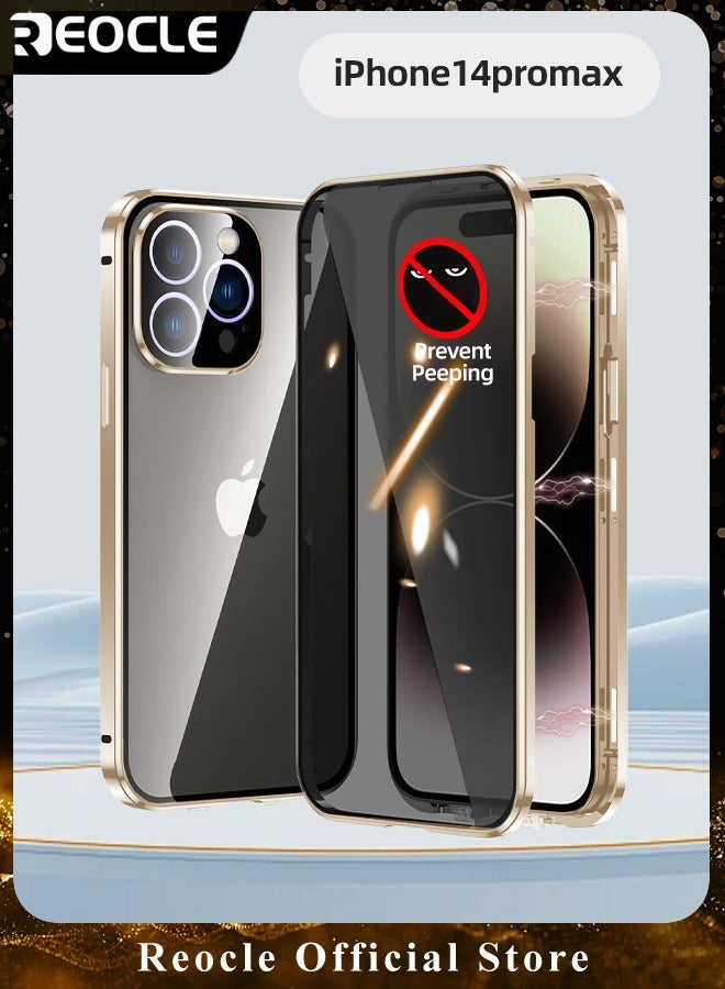 ريوكل حافظة لهاتف آيفون 14 13 برو ماكس حافظة زجاجية بإبزيم مزدوج الجانب مع واقي عدسة الكاميرا لكامل الجسم واقي معدني ممتص للصدمات وغطاء مضاد للزقزقة - Image 1