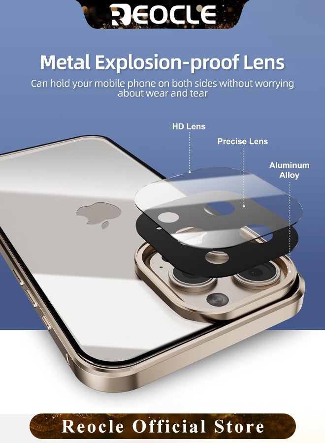 ريوكل حافظة لهاتف آيفون 14 13 برو ماكس حافظة زجاجية بإبزيم مزدوج الجانب مع واقي عدسة الكاميرا لكامل الجسم واقي معدني ممتص للصدمات وغطاء مضاد للزقزقة - Image 4