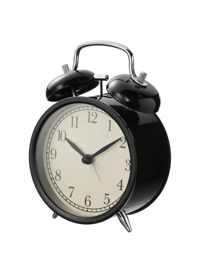 Black Alarm Clock, Silent Quartz Analog Clock, Battery-Operated with Loud Alarm, Desk Clock for Bedroom and Office - Image 1