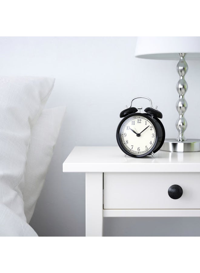 Black Alarm Clock, Silent Quartz Analog Clock, Battery-Operated with Loud Alarm, Desk Clock for Bedroom and Office - Image 4