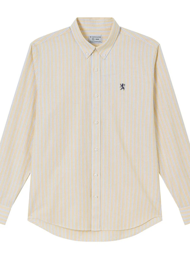 جيوردانو Men’s Cotton Slim Oxford Shirt with Embroidery