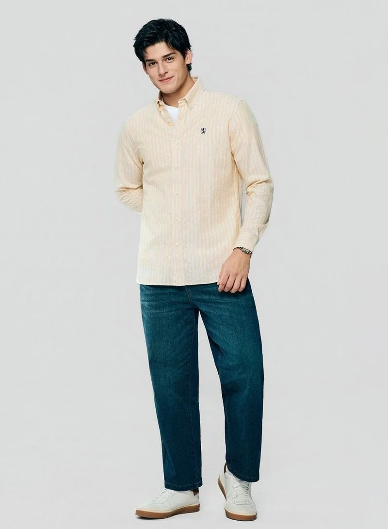 Men’s Cotton Slim Oxford Shirt with Embroidery