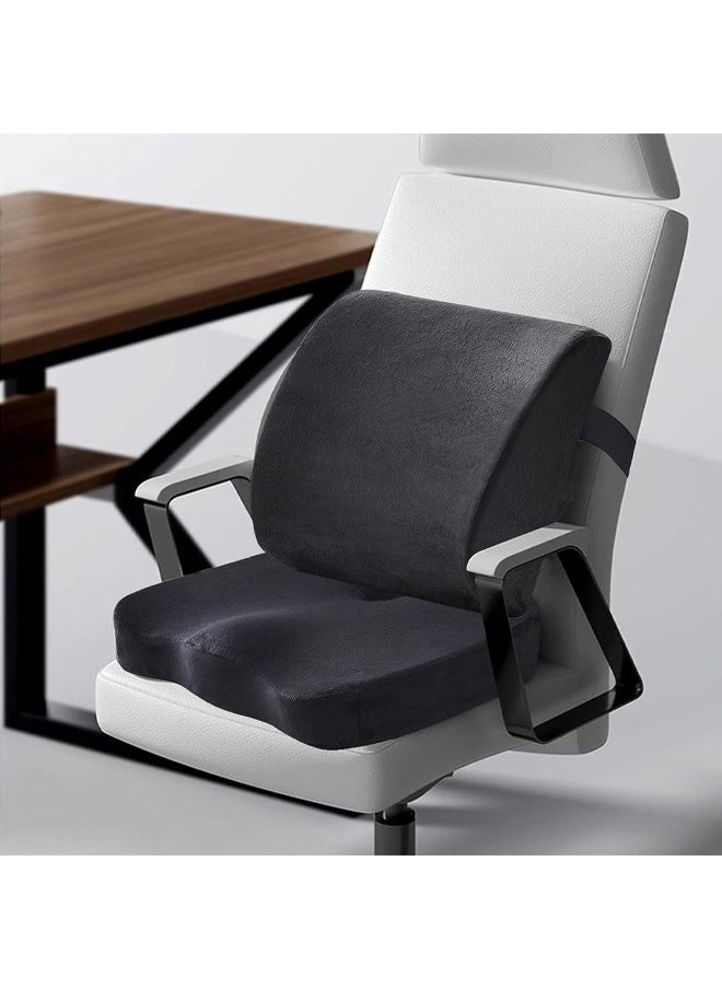 Seat Cushions and Lumbars Support Pillows, Reduce Pressure On Tailbone, Relieve Pain, Memory Foam Office Chair Cushions for Back, Seat Cushions Back Support Pillows with Washable Cover, for Office Chair, Gaming Chair, Wheelchair and Car Seat
