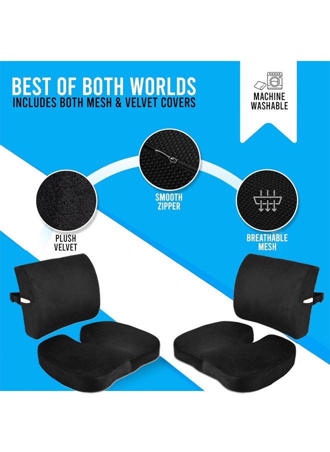 Seat Cushions and Lumbars Support Pillows, Reduce Pressure On Tailbone, Relieve Pain, Memory Foam Office Chair Cushions for Back, Seat Cushions Back Support Pillows with Washable Cover, for Office Chair, Gaming Chair, Wheelchair and Car Seat