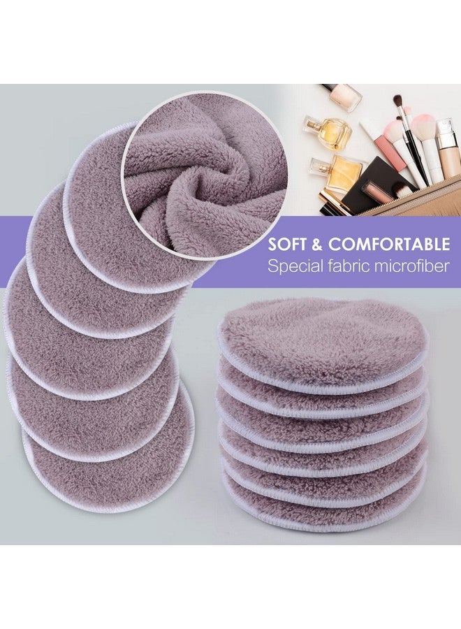 SUNLAND Reusable Makeup Remover Pads For Face,Eye,Lips 16 Pack Microfiber Face Cleansing Gloves Washable With Laundry Bag And Travel Bag Rounds Toner Pads (Round 3.15Inchx16, Dpurple)  - Image 3