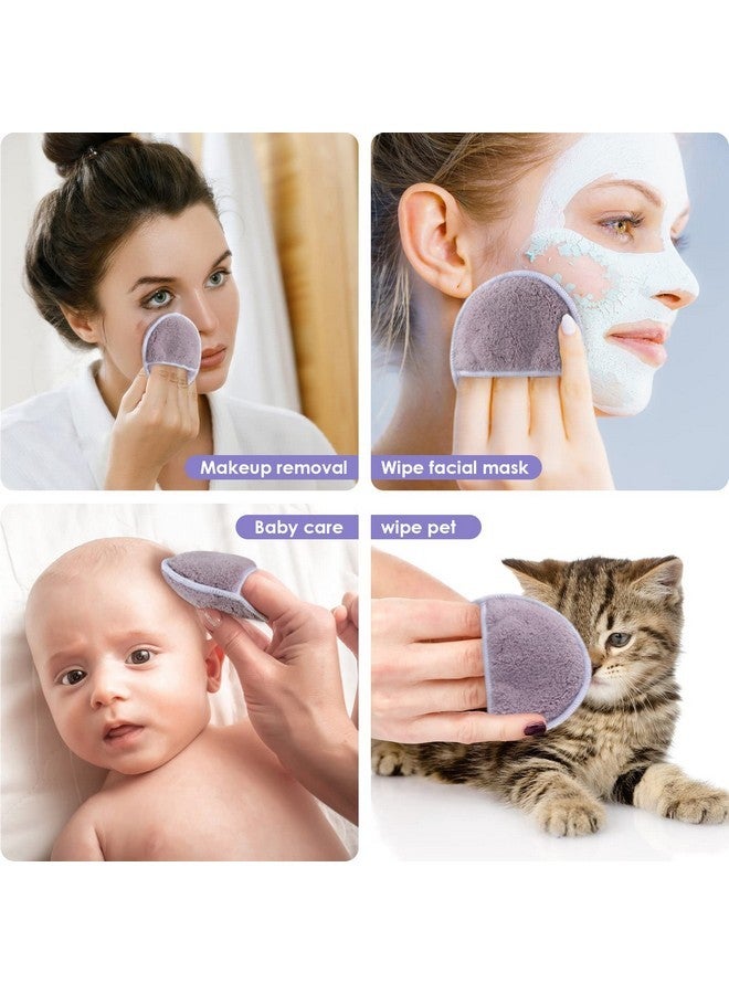 SUNLAND Reusable Makeup Remover Pads For Face,Eye,Lips 16 Pack Microfiber Face Cleansing Gloves Washable With Laundry Bag And Travel Bag Rounds Toner Pads (Round 3.15Inchx16, Dpurple)  - Image 2
