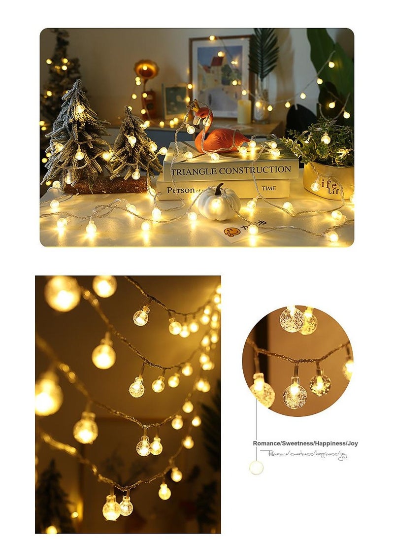 واحة المنزل الجميلة - سلسلة مصابيح 3M 20 LED بيضاء دافئة على شكل فقاعات كروية - تعمل بالبطارية (2 × AA)، إضاءة ثابتة، كرات بلورية كبيرة 2.3 سم لغرفة النوم والحفلات وحفلات الزفاف وديكور العطلات (للاستخدام الداخلي) - Image 1
