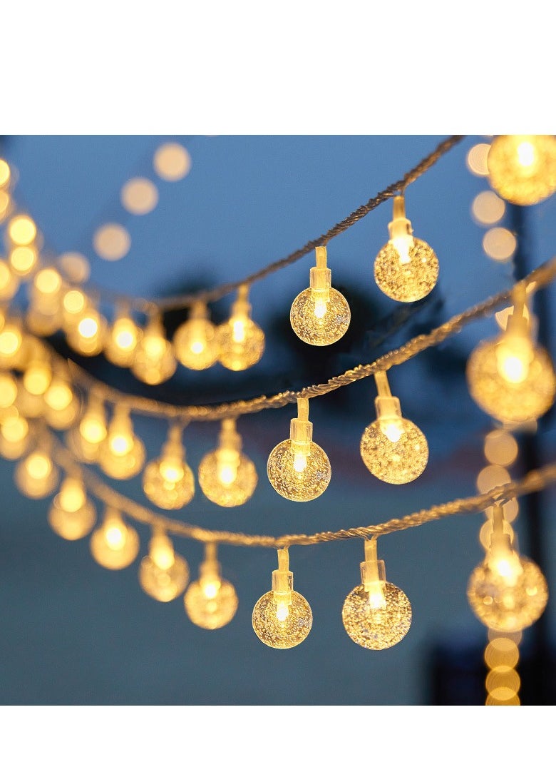 واحة المنزل الجميلة - سلسلة مصابيح 3M 20 LED بيضاء دافئة على شكل فقاعات كروية - تعمل بالبطارية (2 × AA)، إضاءة ثابتة، كرات بلورية كبيرة 2.3 سم لغرفة النوم والحفلات وحفلات الزفاف وديكور العطلات (للاستخدام الداخلي) - Image 1