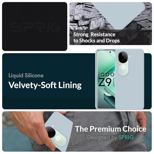 SPRIG متوافق مع Vivo V40E غطاء خلفي فاخر من SilkTone مقاوم للصدمات مع اختبار السقوط لحماية الكاميرا للرجال والنساء والأولاد والبنات (أزرق فاتح باستيل) - Image 2