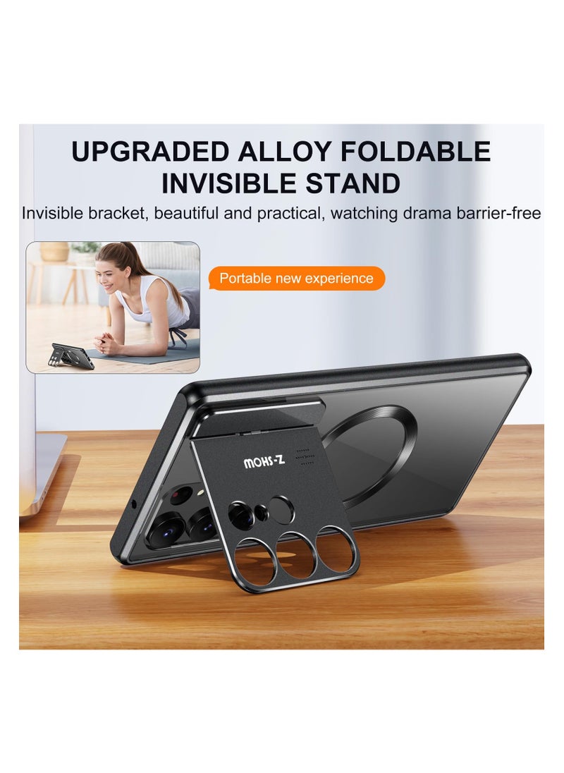 Aookay - Metal Magnetic for Samsung Galaxy S24 Ultra Case,Compatible with Magsafe, Wireless Charging,Metal Bumper Frame,Metal Kickstand,Upgrade Aromatherapy (Black)Note: Not built with front screen protector - Image 1